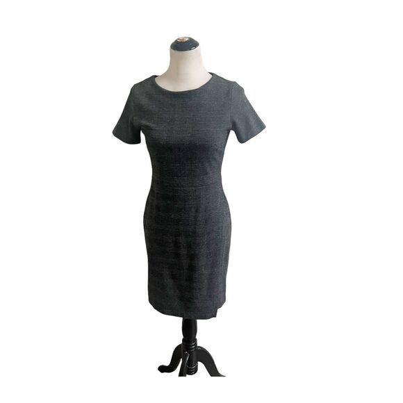 Banana Republic Plaid Sheath Dress Grey Black Medium Size 6 Petite - Picture 1 of 11